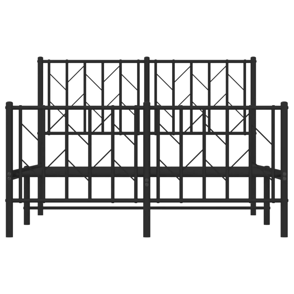 Giroletto con Testiera e Pediera Metallo Nero 120x200 cm 374453