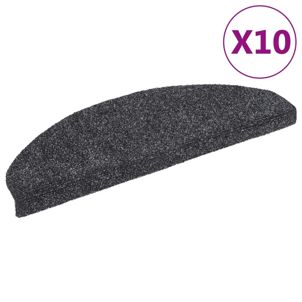 Tappetini per scale autoadesivi 10 pz 65x21x4 cm Grigio scuro Semicircolari Grandi 149701