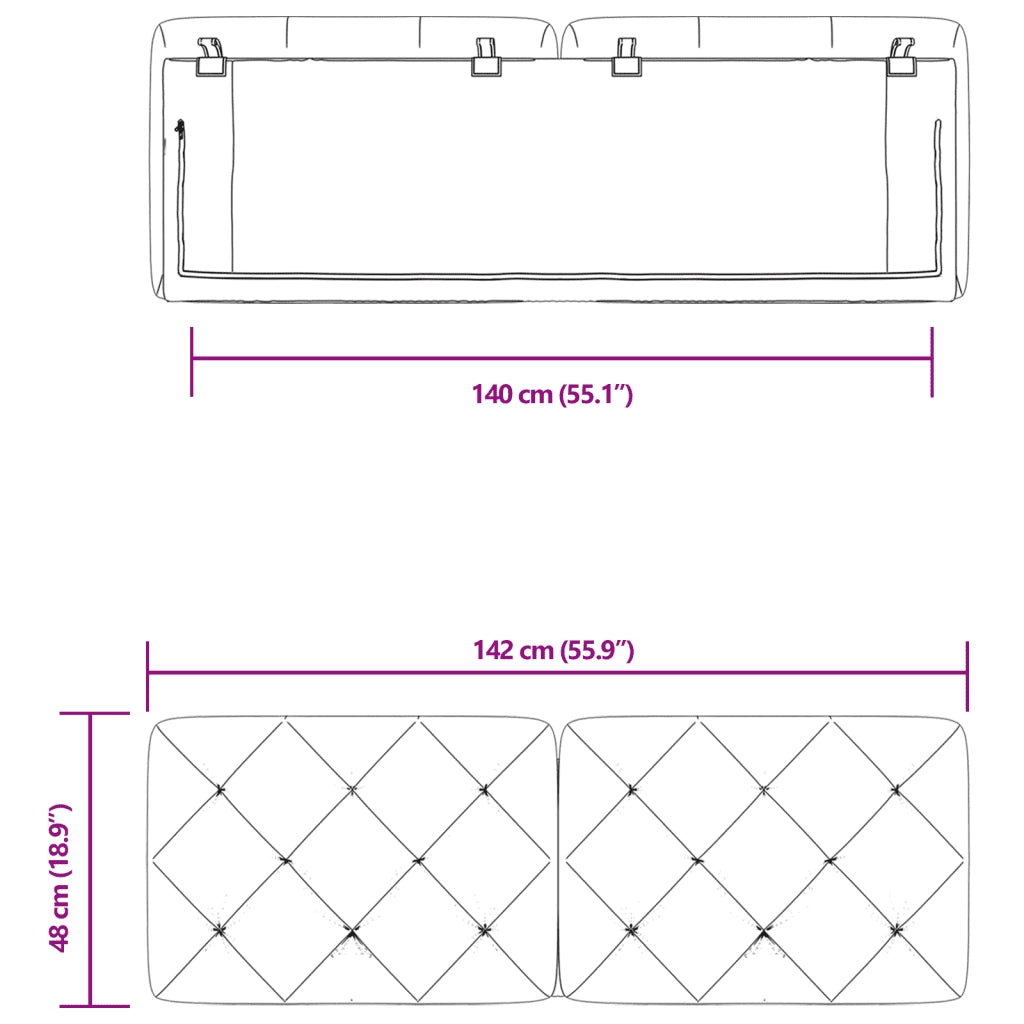 Cuscino Testiera Grigio Scuro 140 cm in Velluto CFW3789106
