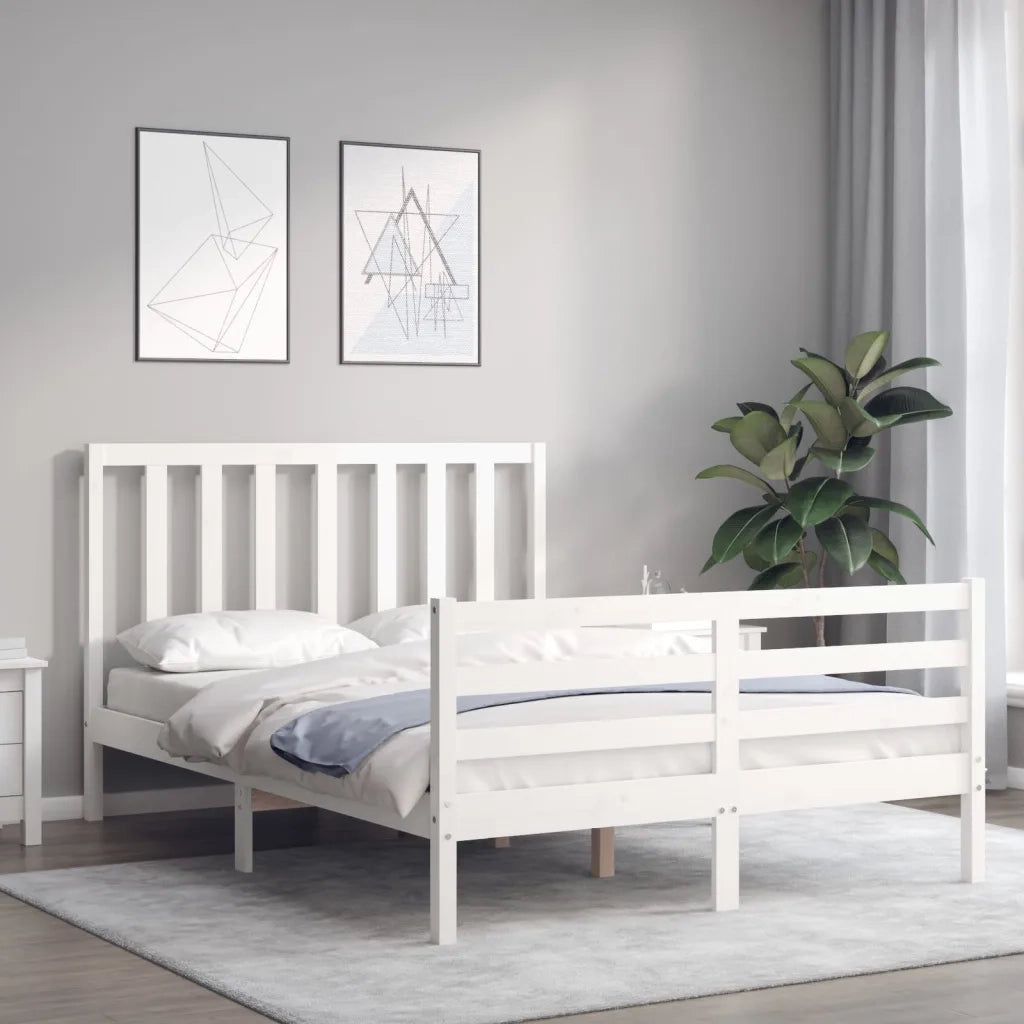Letto senza Materasso-Struttura Letto Bianco 140x190 cm Legno Massello di Pino 567413