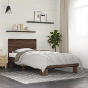 Giroletto-Struttura Letto Rovere Marrone 90x200 cm Legno Multistrato e Metallo 490160