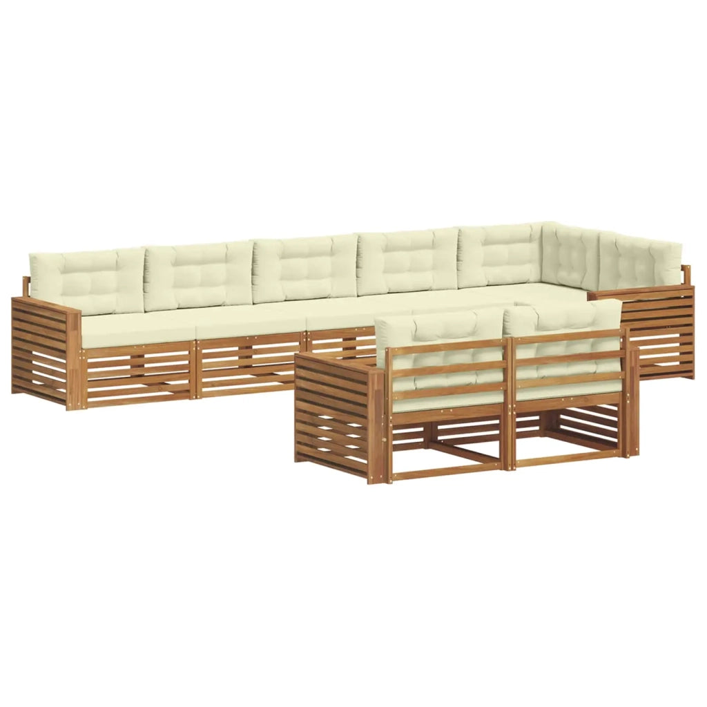 Set di divani da esterno con cuscino 8 pcs Naturale e Crema