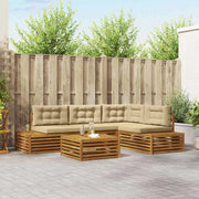 Set di divani da esterno con cuscino 5 Pezzo Naturale e Beige