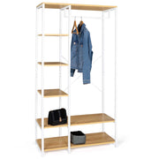 IDMarket - Armadio con ripiani L. 90 cm DETROIT design industriale legno e metallo bianco