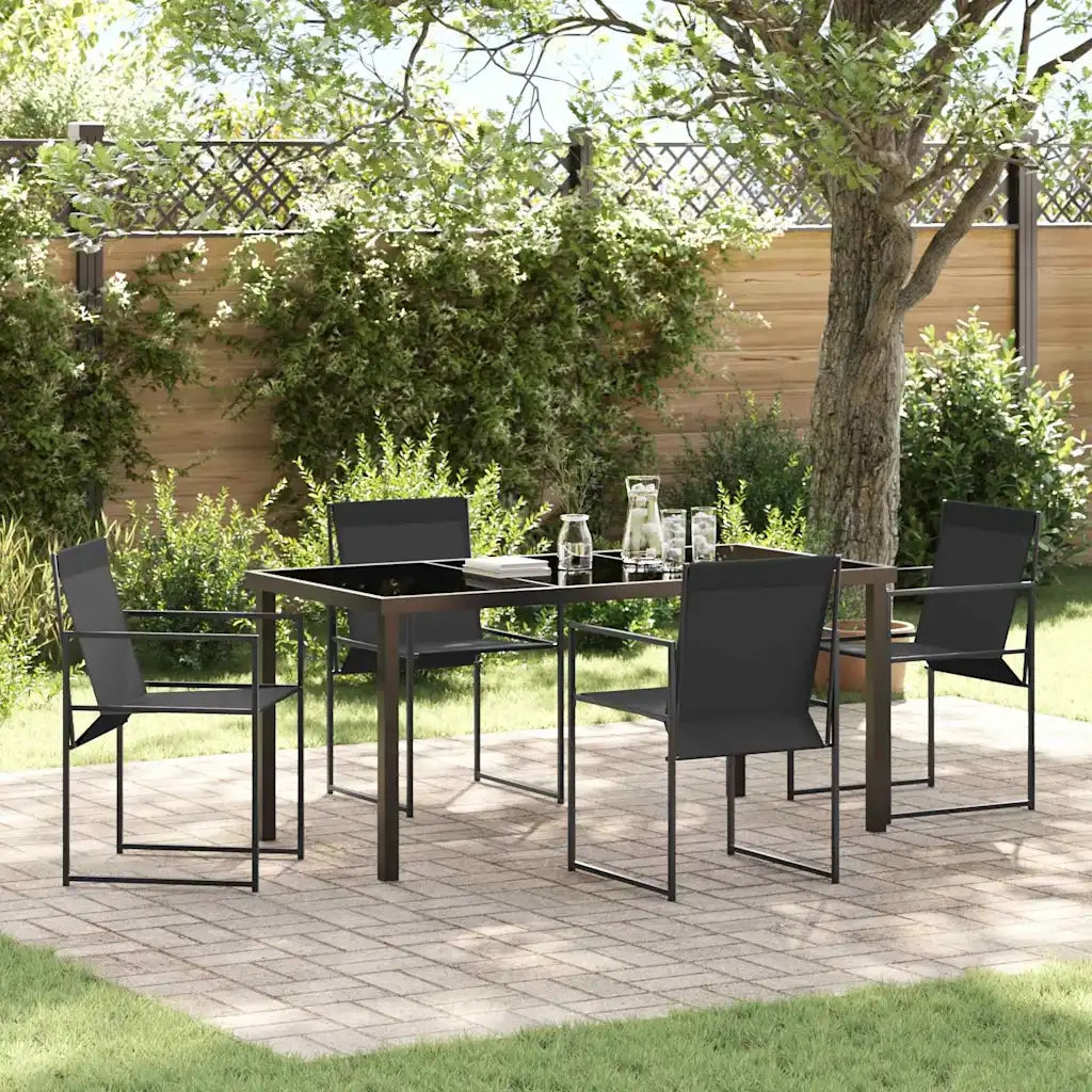 Set da Pranzo per Giardino 5 pcs Nero 3379343