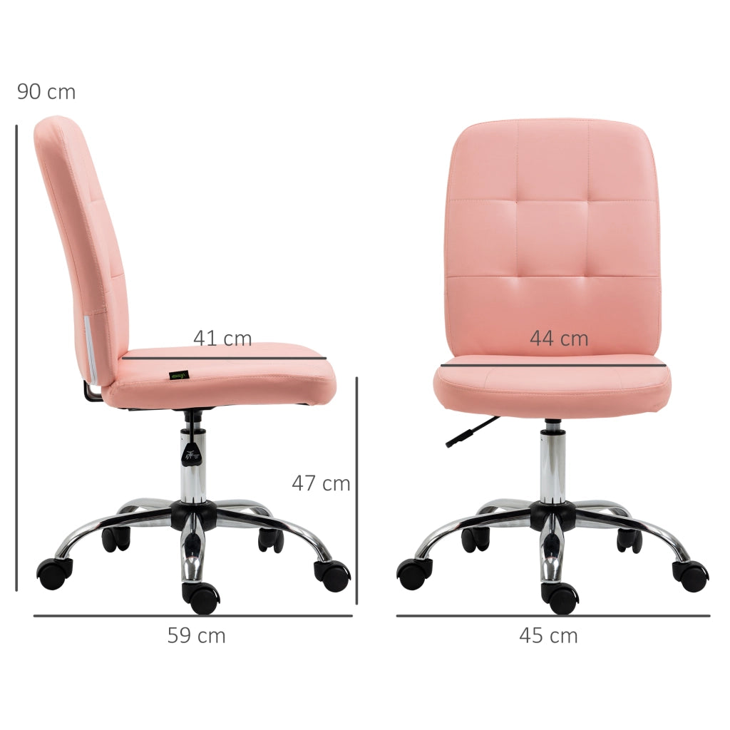 Sedia da ufficio senza braccioli girevole in similpelle con altezza regolabile ¨C zephmum ¨C 45x59x90-100 cm rosa