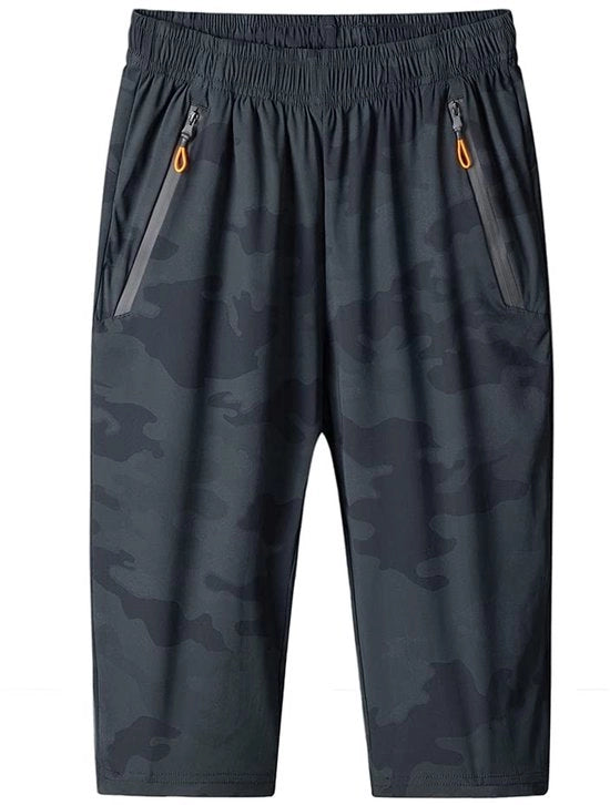 Shorts 3/4 Lunghezza - Casual Herenshorts - Peso Leggero - Cintura Elastica - Tasche con Cerniera - Materiale Respiro - Pantaloncino Sportivo