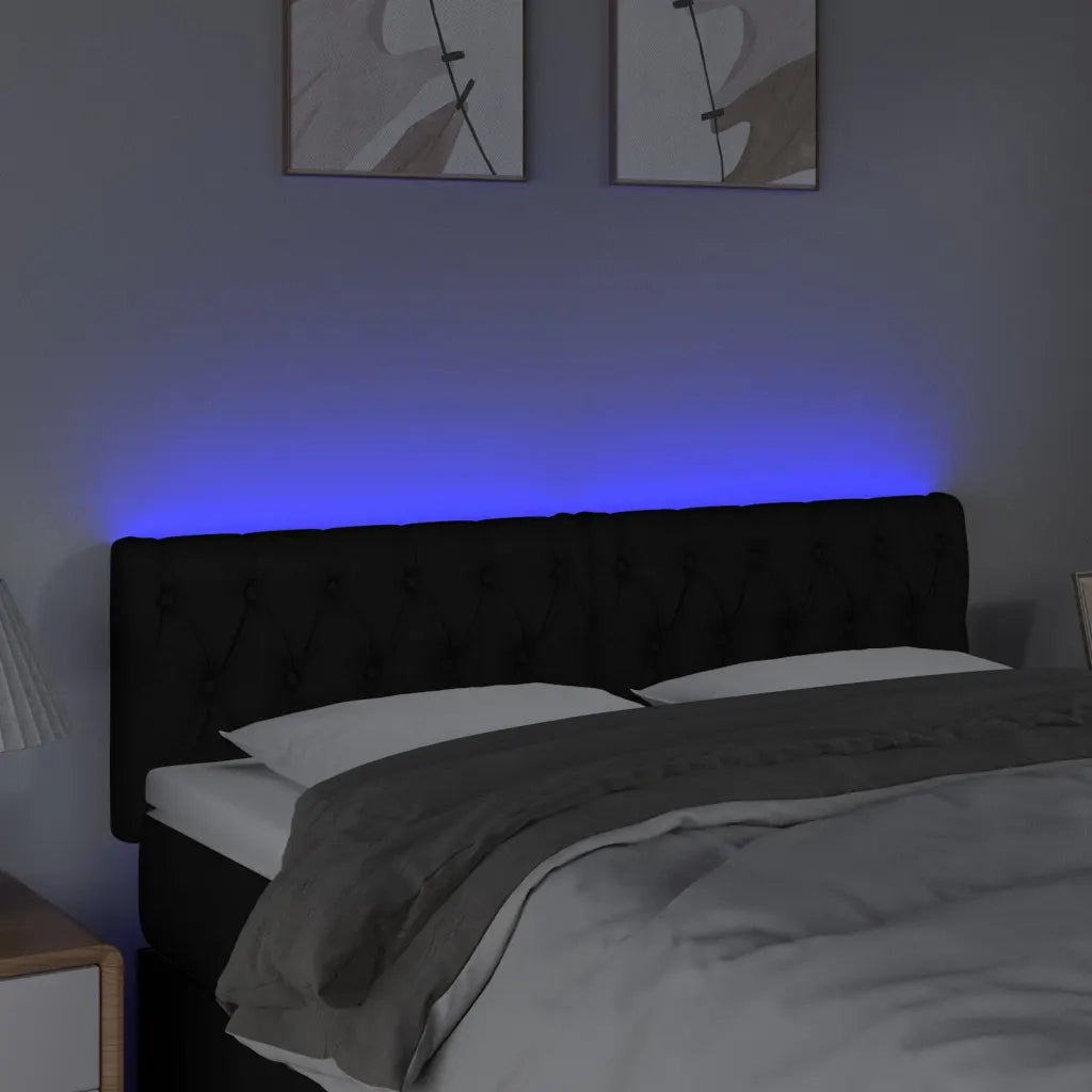 Testiera | Testata a LED Nera 144x7x78/88 cm in Tessuto