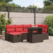 Set Divano da Giardino con cuscino 7 pcs Marrone Poly Rattan