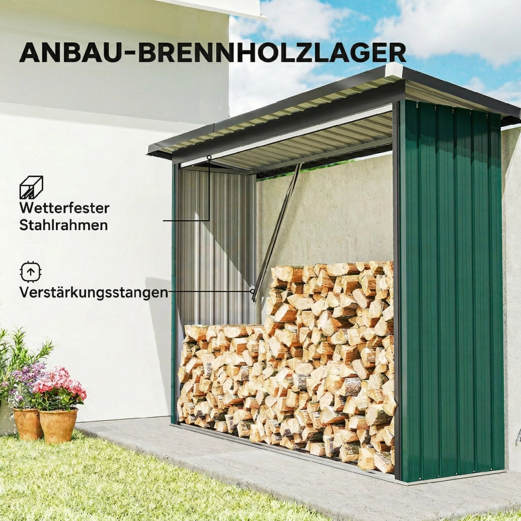 Capanno per legna da ardere ¨C zephmum ¨C verde 213x66.5x150 cm