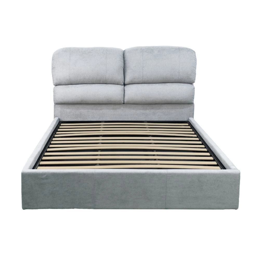 Letto una piazza e mezza contenitore Sofaback in tessuto grigio chiaro 138x222x120H