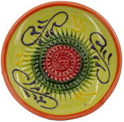Raspante ceramica - Ideale per gengibre, formaggio Parmigiano ecc. - Motivo: verde con decorazione viola - Diametro: 12 cm - Fatto a mano e decorato a mano - Realizzato in Spagna