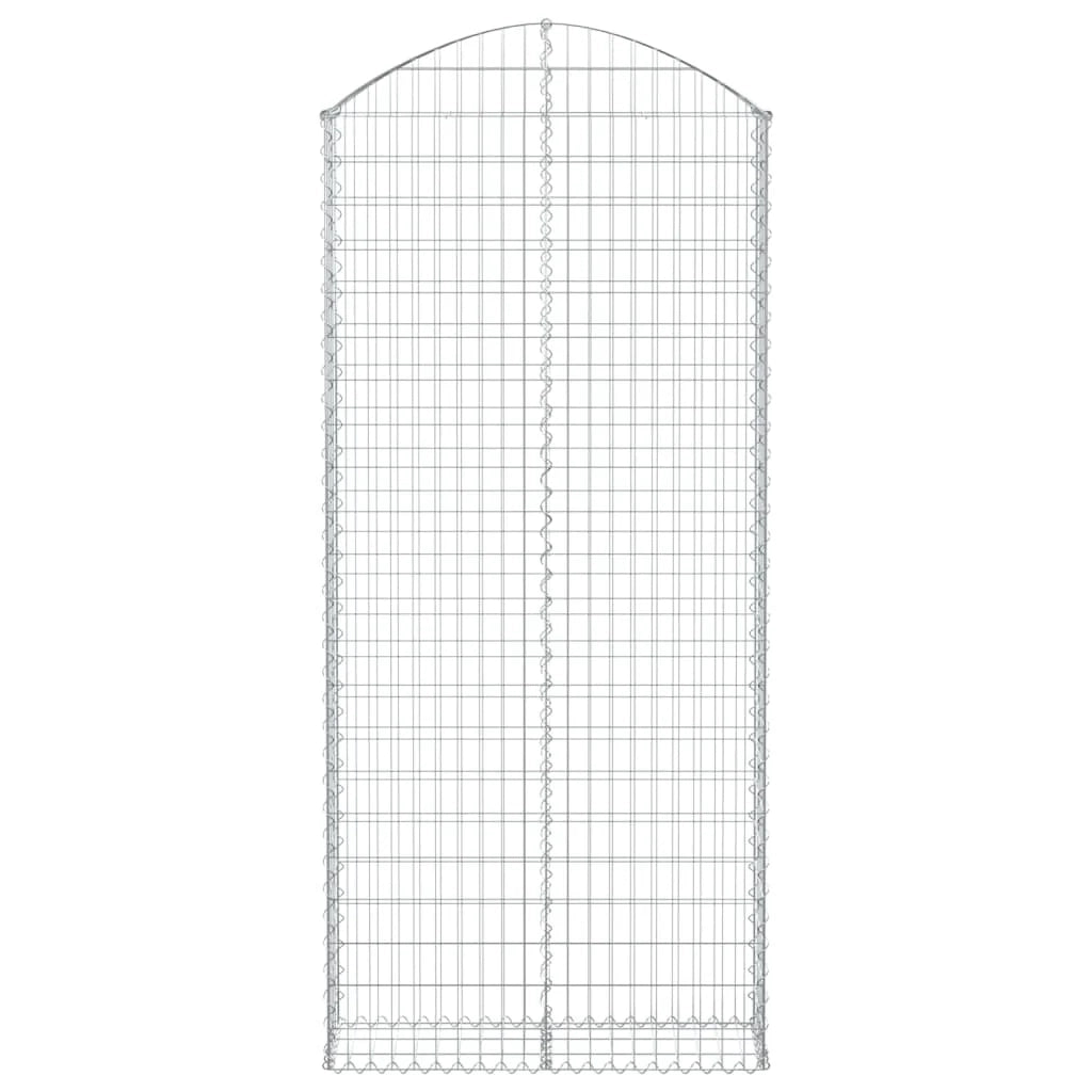 Cesto gabbione recinzione a gabbia muro di contenimento ad arco 100 x 30 x 220/240 cm ferro zincato argento 02_0039956