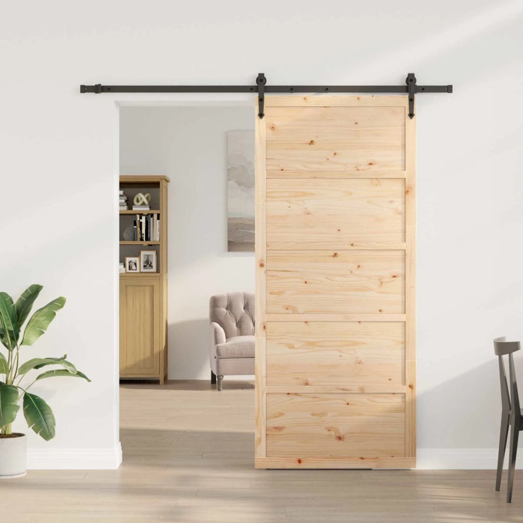Porta scorrevole Naturale 100 x 208 cm Legno Massello di Pino