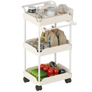 Carrello da cucina con 3 livelli e cestini estraibili ¨C Zephmum ¨C Bianco