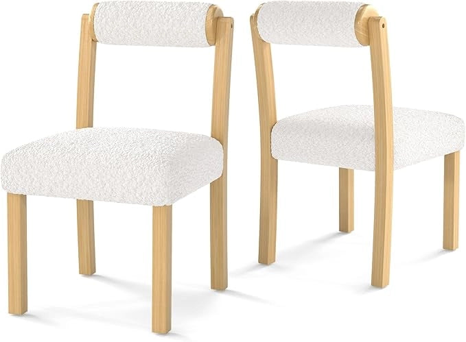 Set di 2 Sedie da Pranzo, Sedie con Schienale Cilindrico, Rivestimento e Struttura in Legno di Gomma per Cucina, Sala da Pranzo e Bar