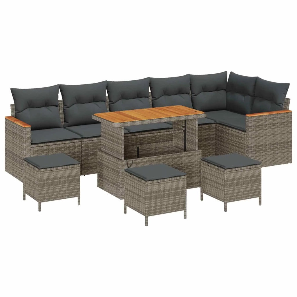 Set Divano da Giardino 10 pcs Grigio polyrattan 3362943