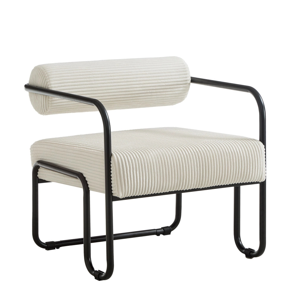 Poltrona lounge con montaggio a incastro in velluto a coste beige