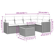 Set Divano da Giardino 6 pz con Cuscini Beige in Polyrattan