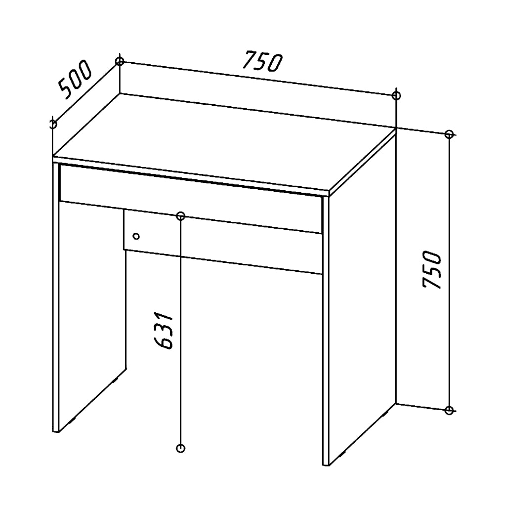 Scrivania FORDE - Spaziosa - Con Cassetto - Rovere Sonoma - Larghezza 75 cm, Altezza 75 cm, Profondit? 50 cm