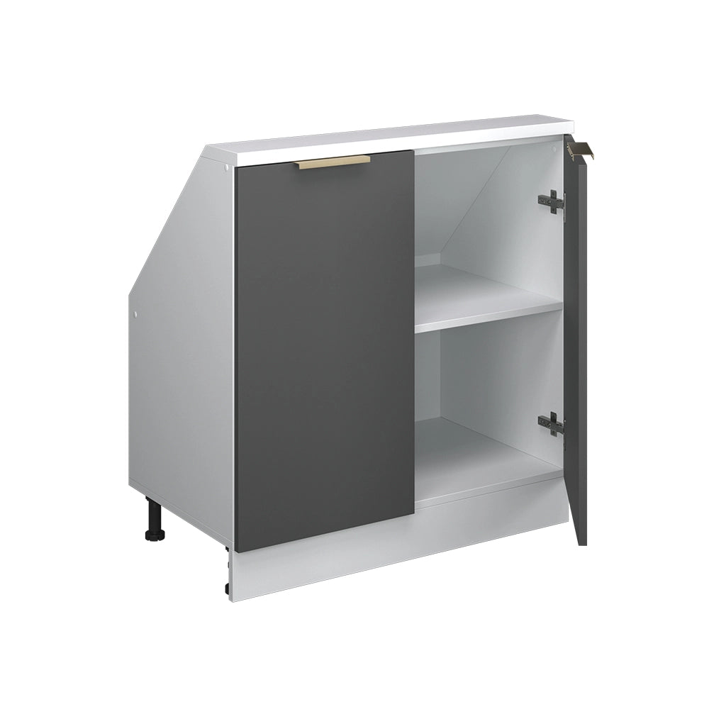 Mobile cucina sottotetto R-Line Antracite-oro/Bianco 80 cm con 2 porte Vicco