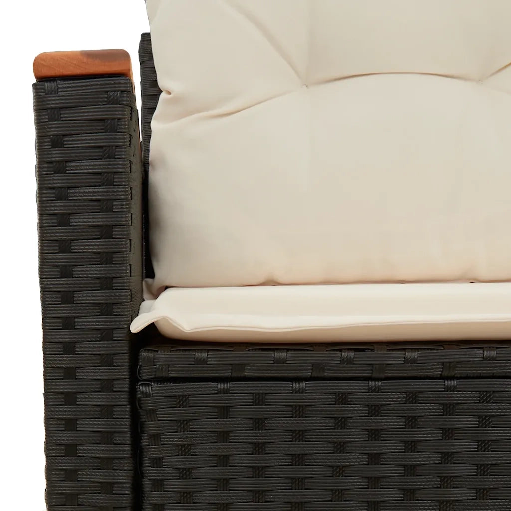 Divano da Giardino con Cuscini a 2 Posti-Sofa da Giardino-Divano da esterno Nero in Polyrattan 174906