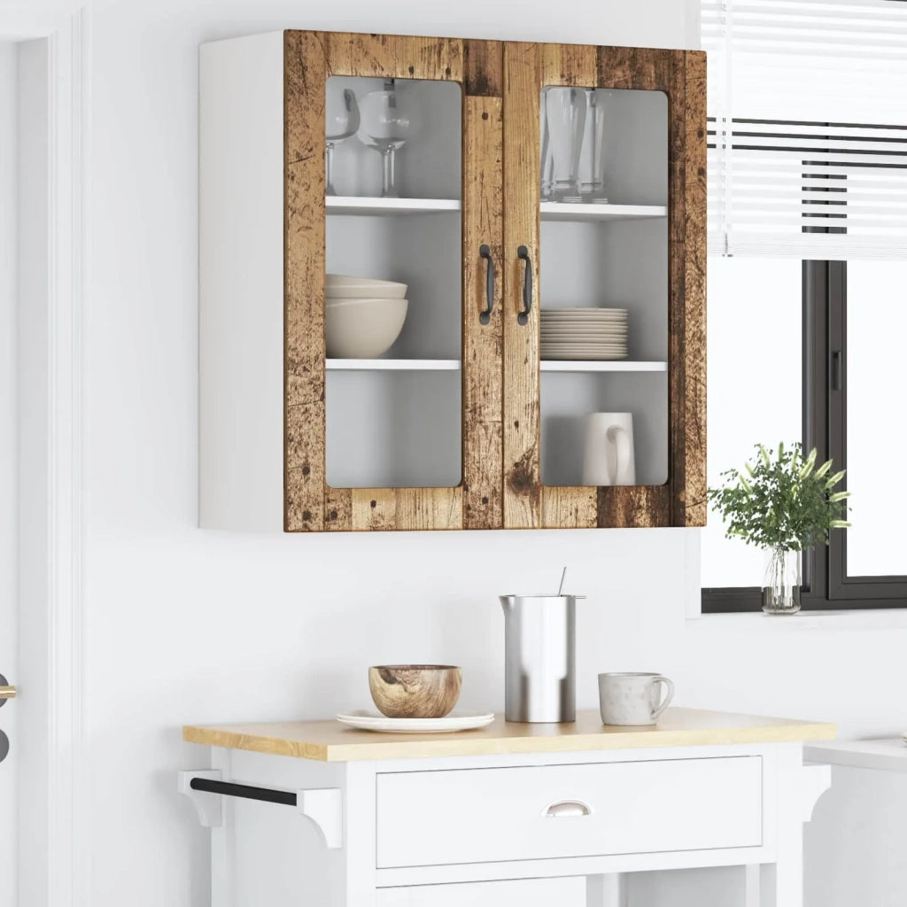 Mobile in vetro da parete PORTO 2 pcs Legno vecchio