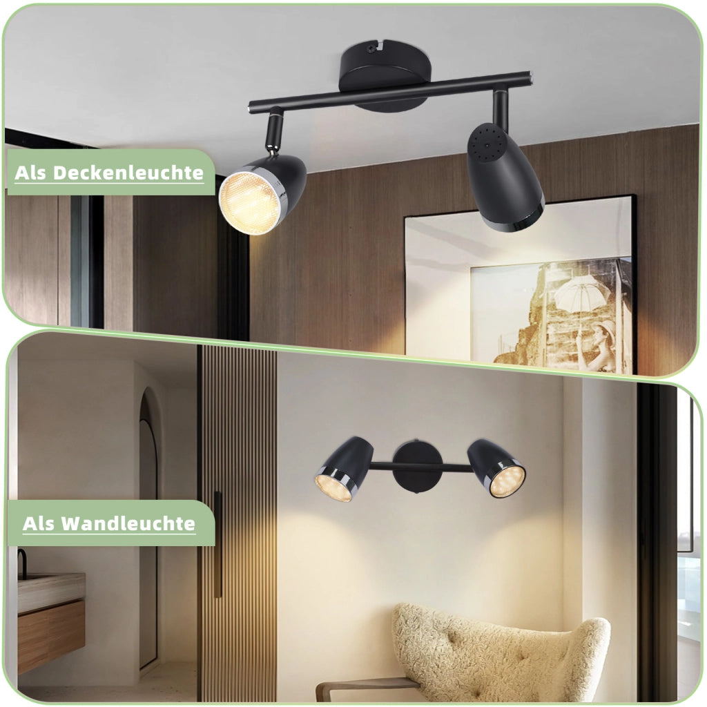 ZMH Faretto da soffitto a 2 luci 6W orientabile a 350° Lampada da soffitto Soggiorno