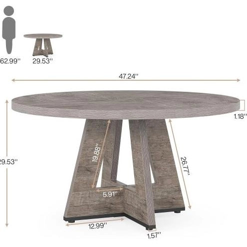 Tavolo da pranzo rotondo stile rustico Ø 120 cm grigio