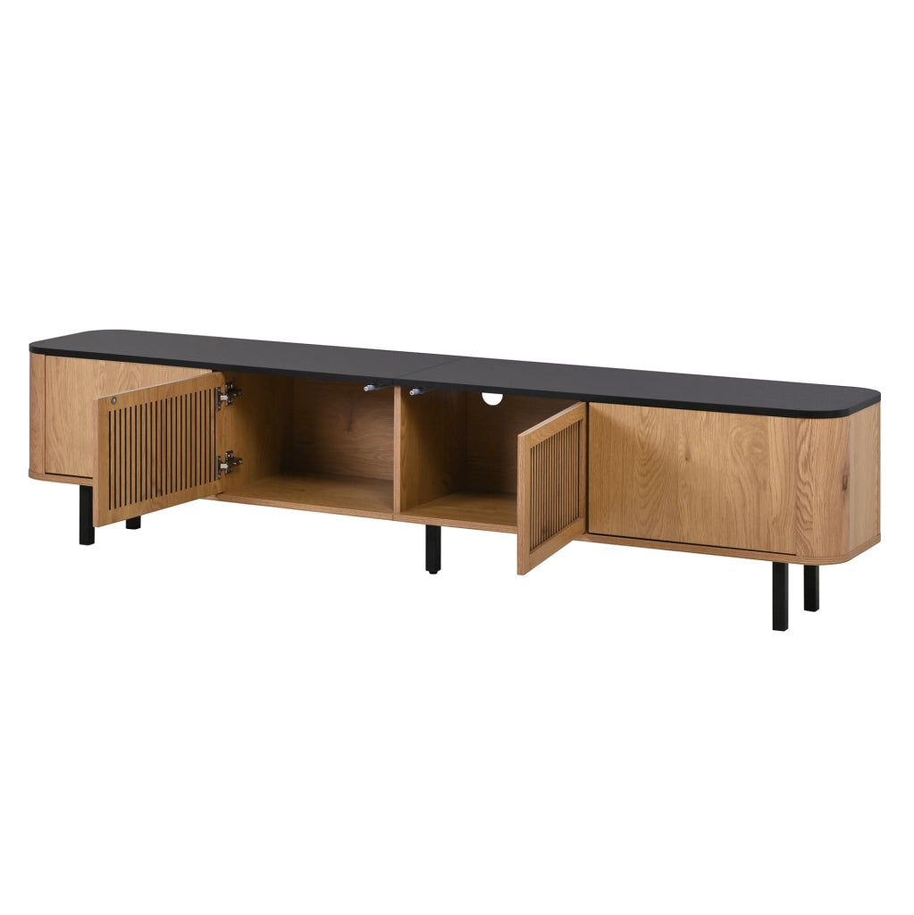 Mobile TV moderno 190x35x45 cm in MDF e pannelli di particelle; colore rovere