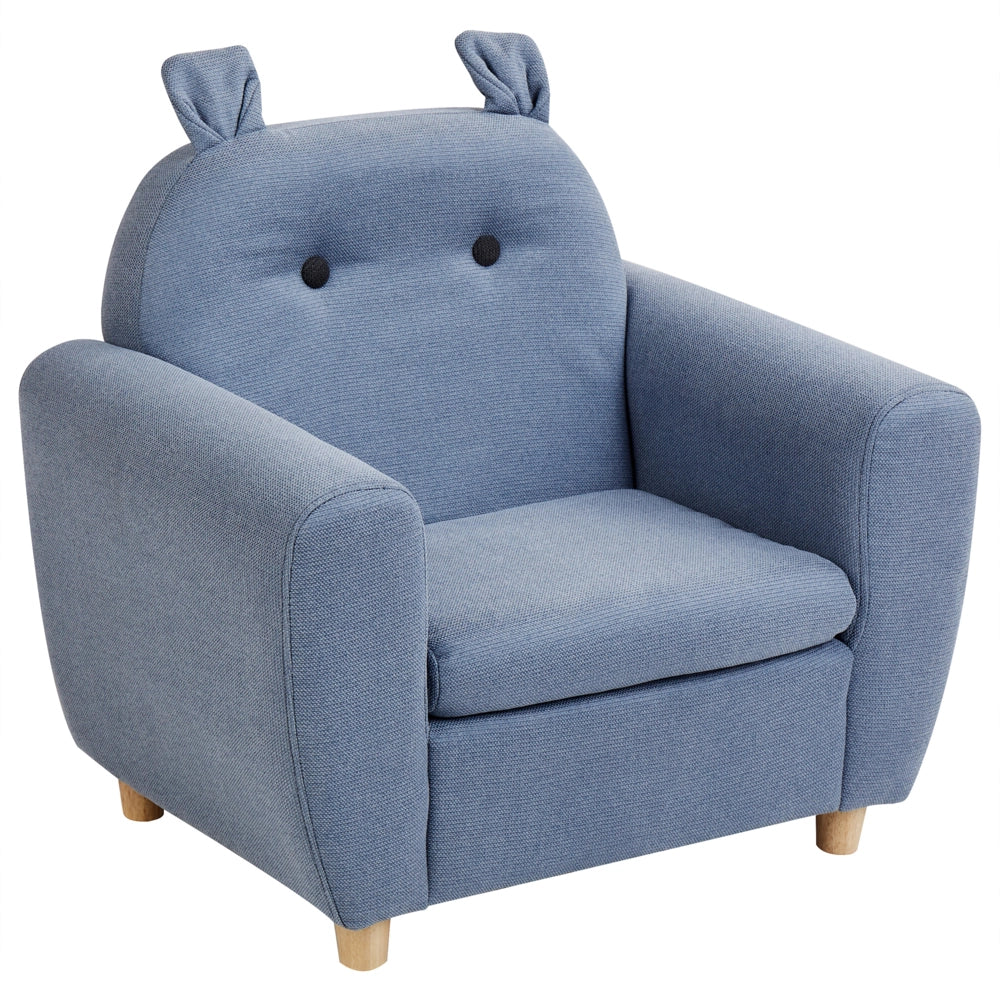 Sedia blu rivestita in lino con braccioli per bambini Design moderno
