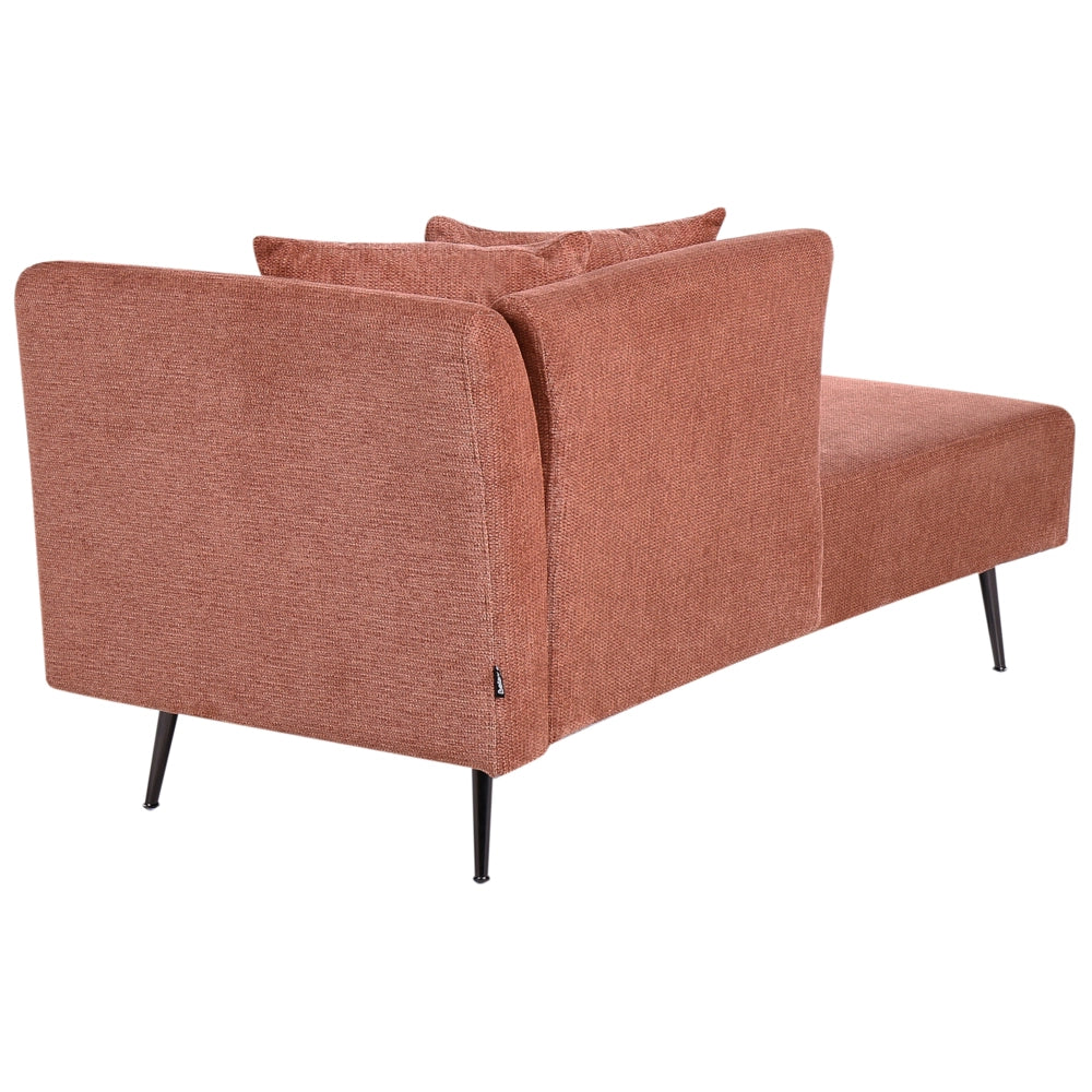 Chaise Lounge Rosso Chiaro Destra in tessuto poliestere con cuscini decorativi Gambe in metallo Soggiorno di design moderno