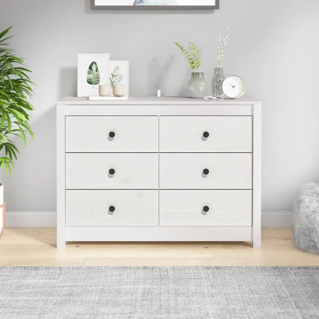 Armadietto Bianco 100x40x72 cm in Legno Massello di Pino