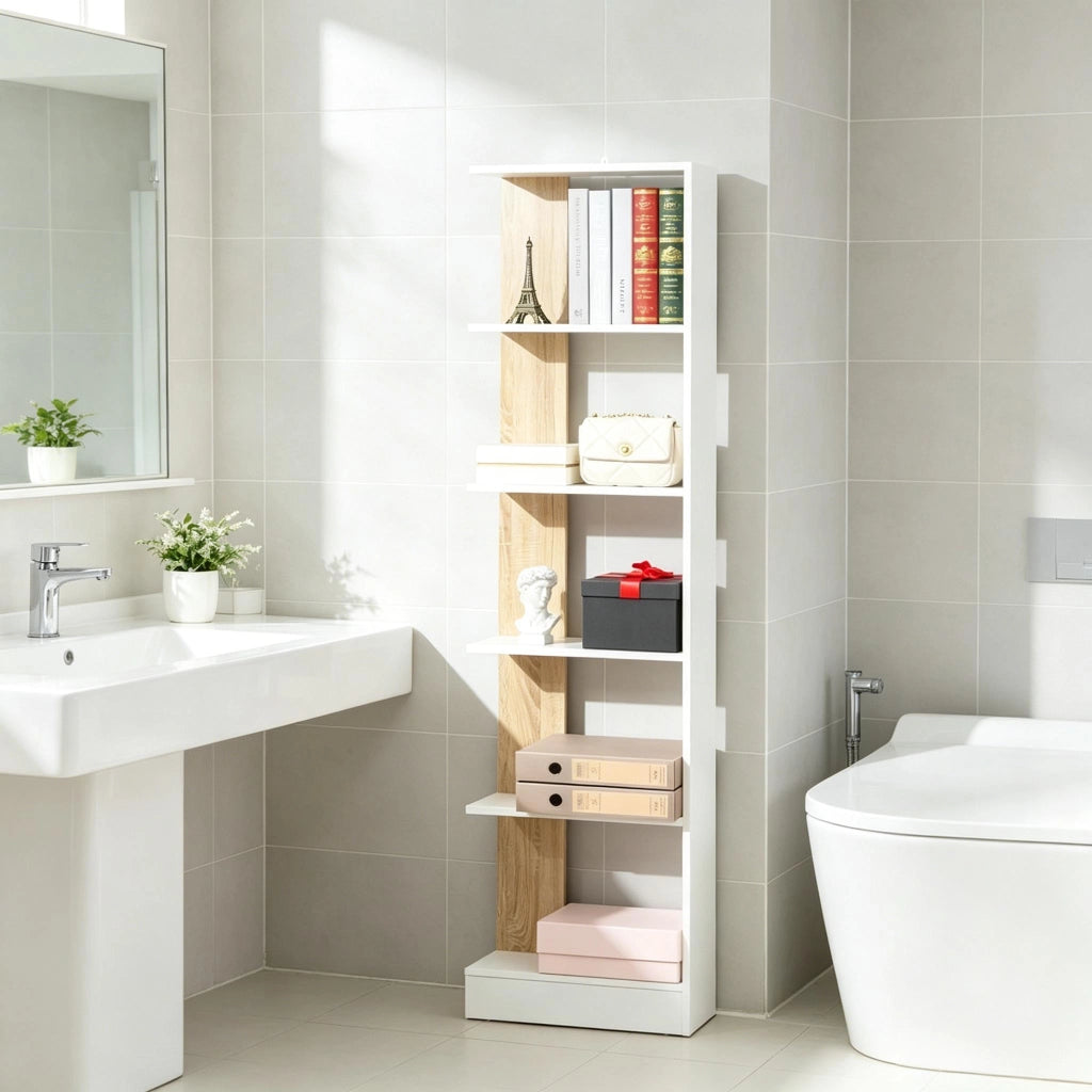 LIBRERIA Aperta 45x21x170 cm Effetto Quercia e Bianco