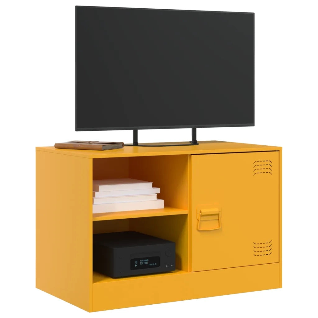 Mobili TV 2 pz Giallo Senape 67x39x44 cm in Acciaio 841697