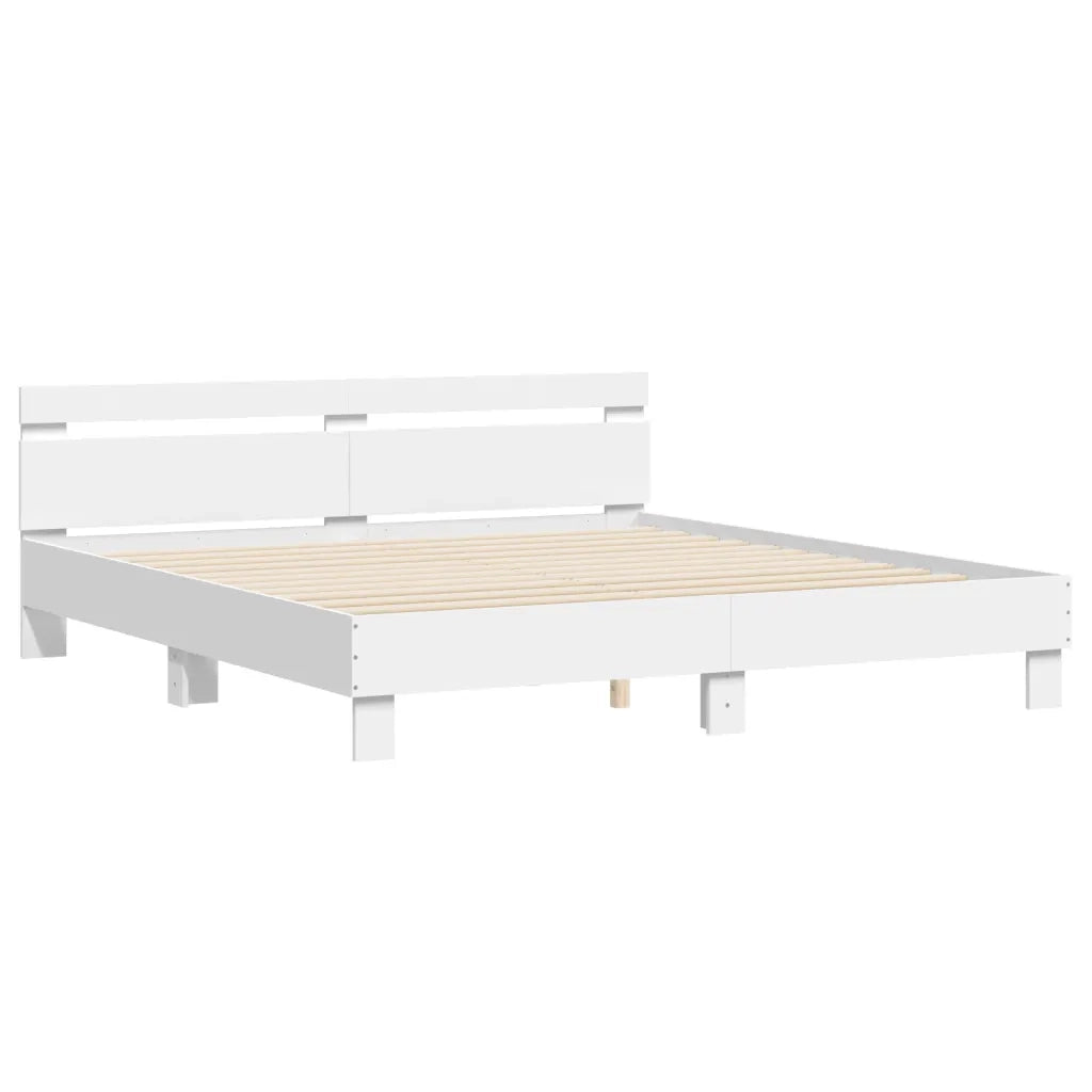 Giroletto con Testiera Bianco 200x200 cm in Legno Multistrato 3207392