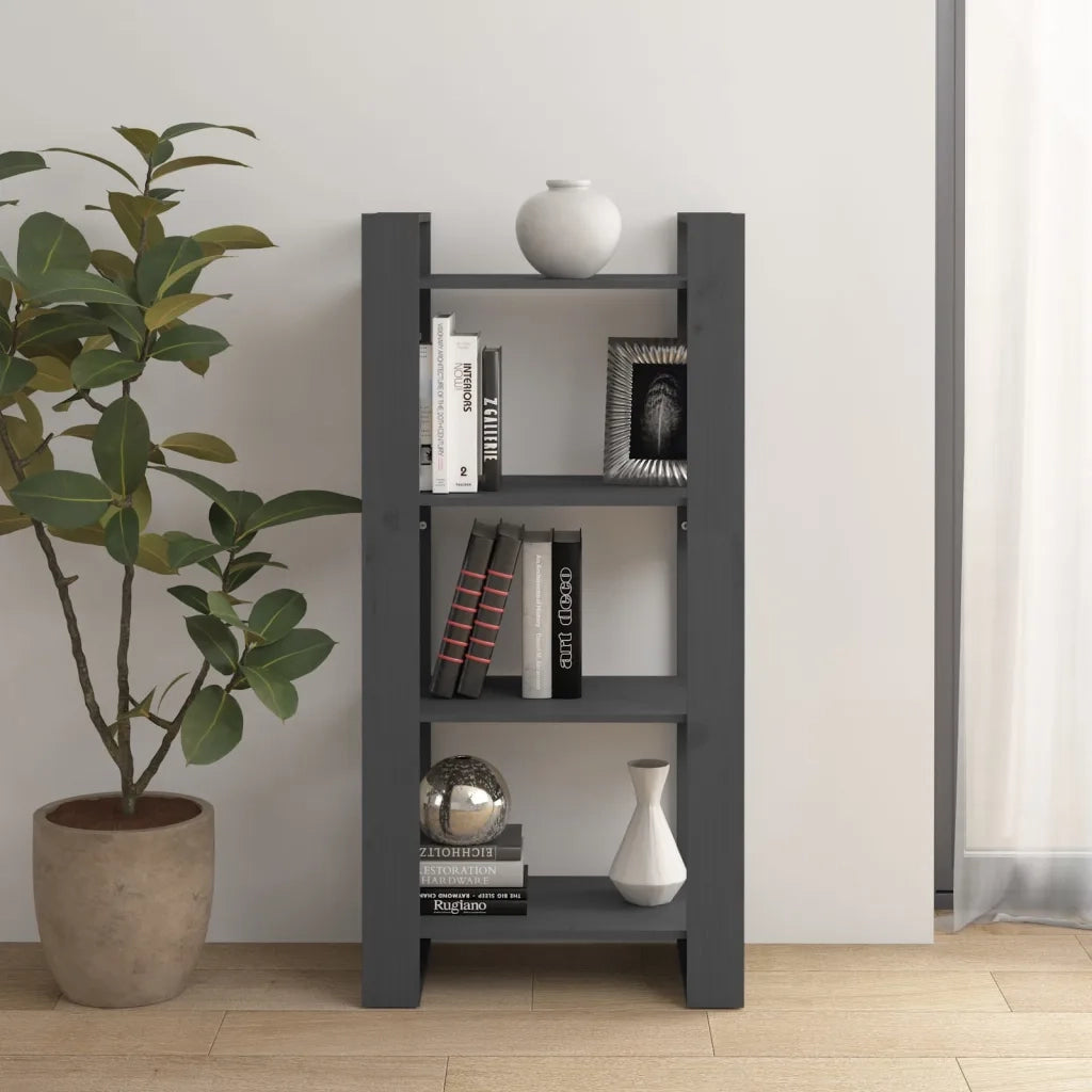 Libreria/Divisorio Grigio 60x35x125 cm Legno Massello 813886