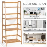 Libreria a 4 Livelli Moderna Scaffale a 4 Ripiani Bagno Cucina Balcone Bambù 48 × 30 × 119cm