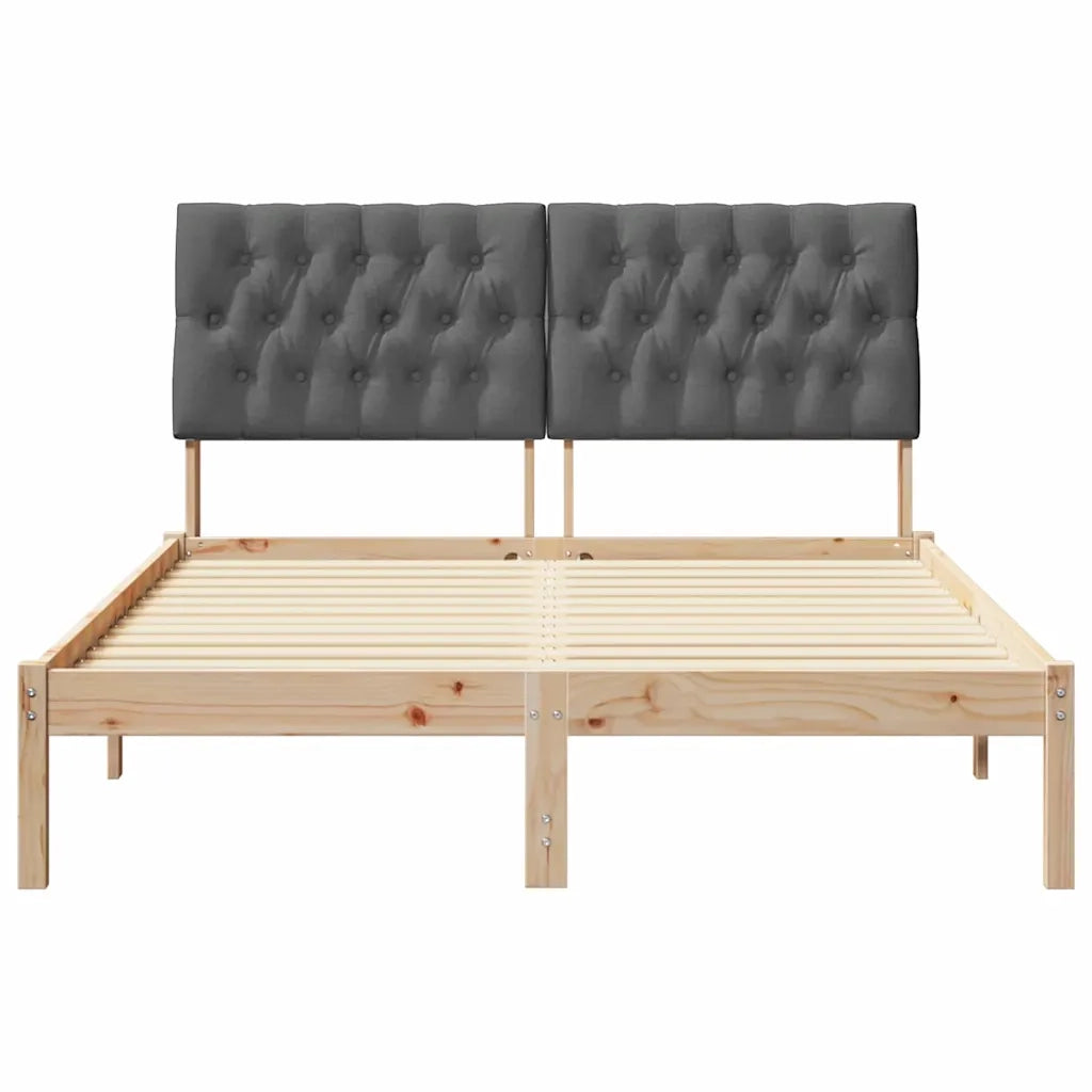 Letto con Testiera Rivestita con testiera Marrone 135 x 190 cm