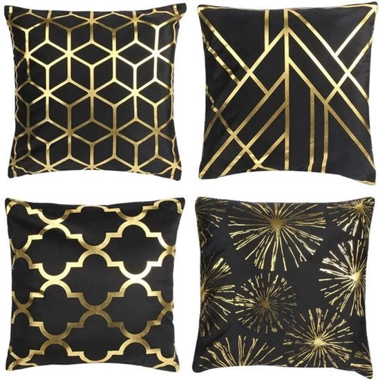 Cuscino decorativo con disegno geometrico dorato, 45*45 cm (incluso solo il cuscino)