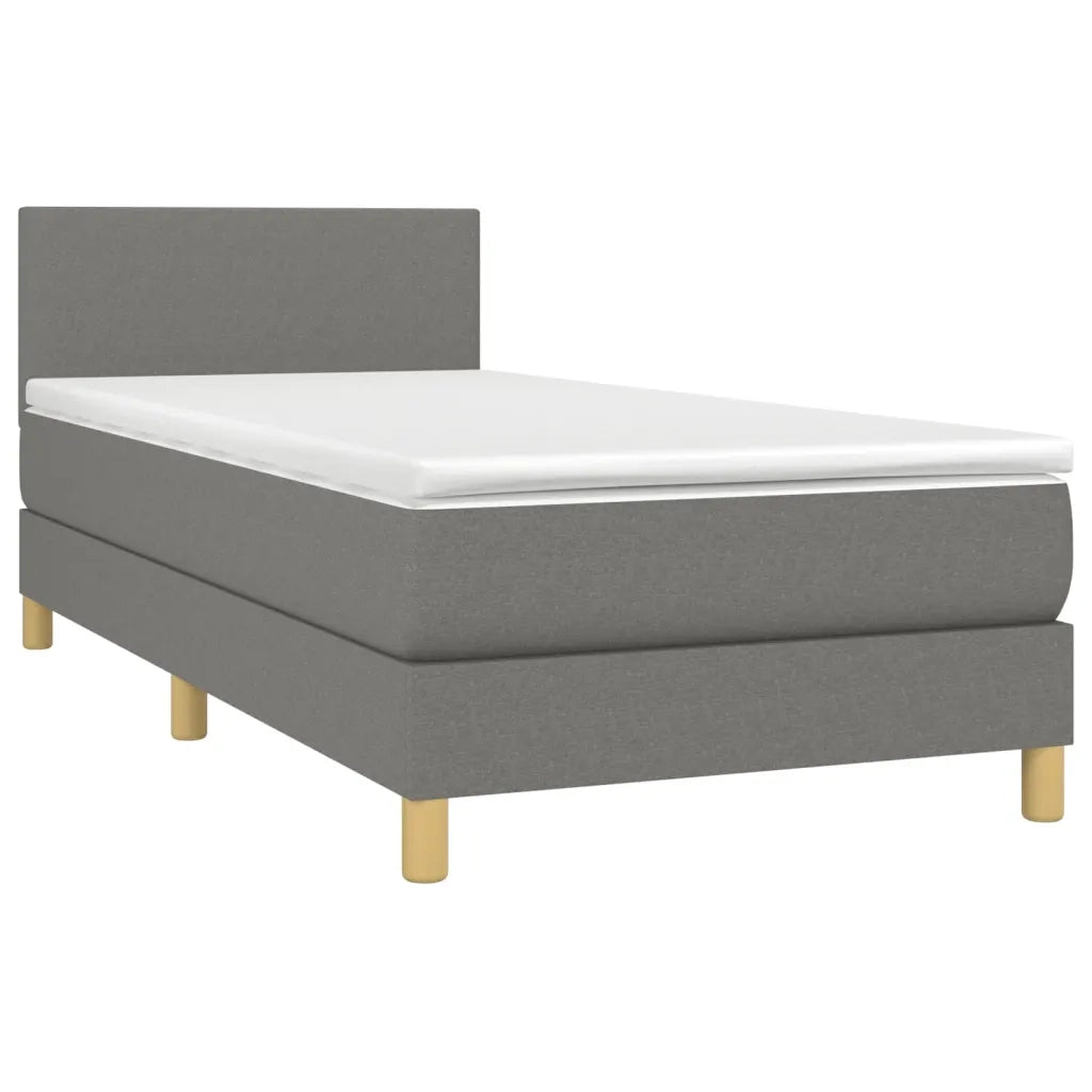 Letto a Molle Materasso e LED Grigio Scuro 90x200 cm in Tessuto 3133526