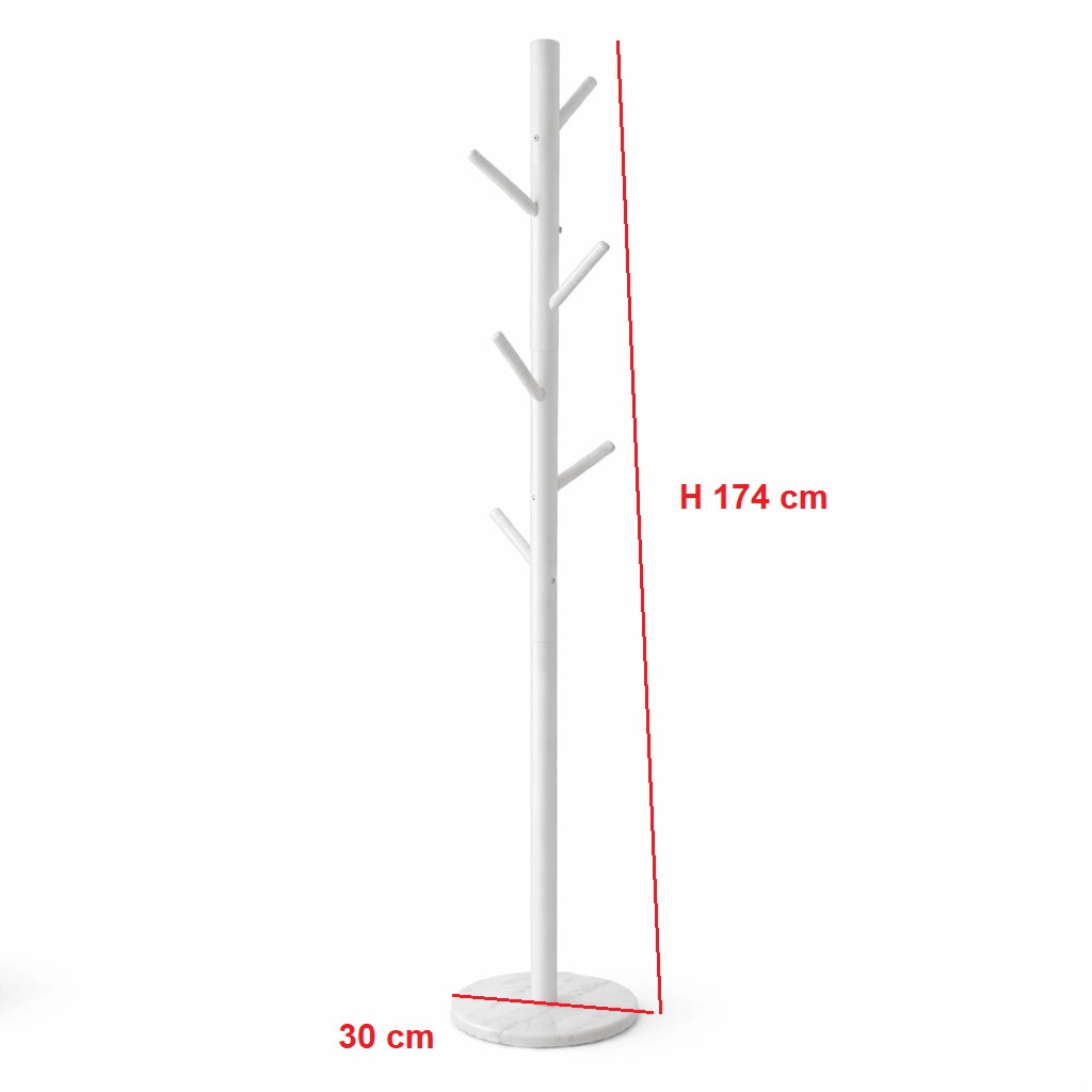 Appendiabiti in Metallo con Base in Marmo Bianco 174 cm Moderno con 6 Ganci