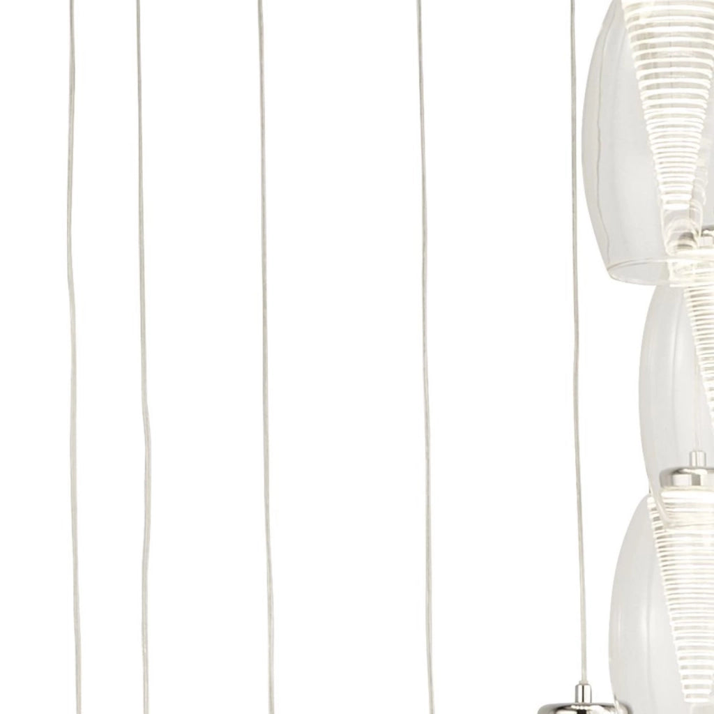 Lampadario Contemporaneo Ciclon Acciaio Cromo Vetro Trasparente Led 60W 3000K