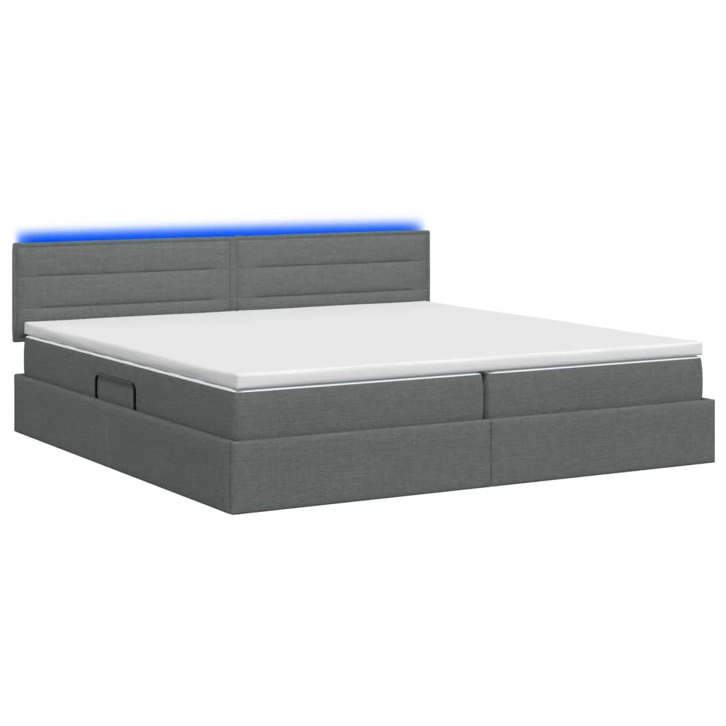 Letto con contenitore LED e materasso Grigio Scuro 200 x 200 cm 3459022