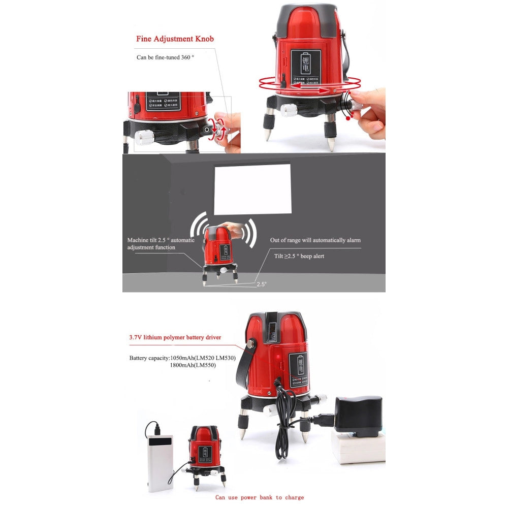 Trade Shop - Livella Laser Tracciatore Autolivellante 360º Rotazione Bolla Digitale 2 Linee -
