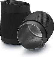 Melkkannetto in acciaio inossidabile - compatta senza manico - Melkkannetto per Barista - melkkannetto in acciaio inossidabile per cappuccino e latte art - Bocchetta affilata (450ml, nero)