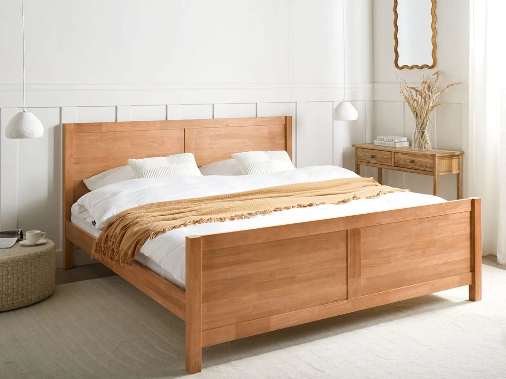 Letto Matrimoniale con Testiera Struttura a Doghe in marrone chiaro 180 x 200 cm stile moderno