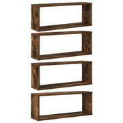 4 pz Mensole Muro | Mensola a parete Cubo Rovere Fumo 80x15x26,5 cm in Multistrato