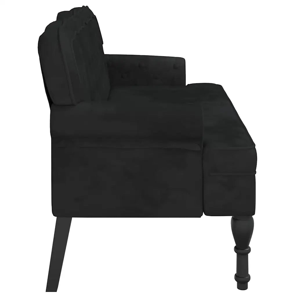Panca con schienale nera 119,5x64,5x75 cm in velluto CFW8311113