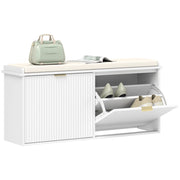 Banca porta scarpe con cuscino e cassetto ¨C Zephmum ¨C Bianco 104x26x47.5 cm